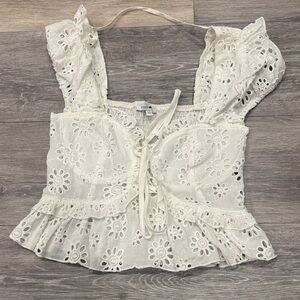 Fashion Nova White Eyelet Lace Blouse